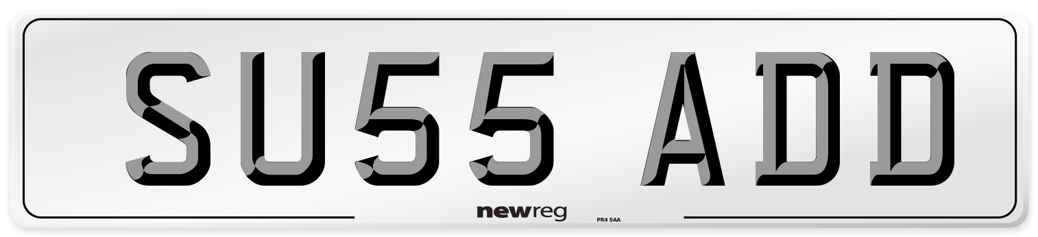 SU55 ADD Number Plate from New Reg